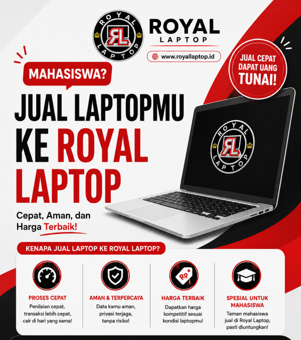 Laptop dijual di Royal Laptop Jogja - laptop bekas berkualitas harga terjangkau