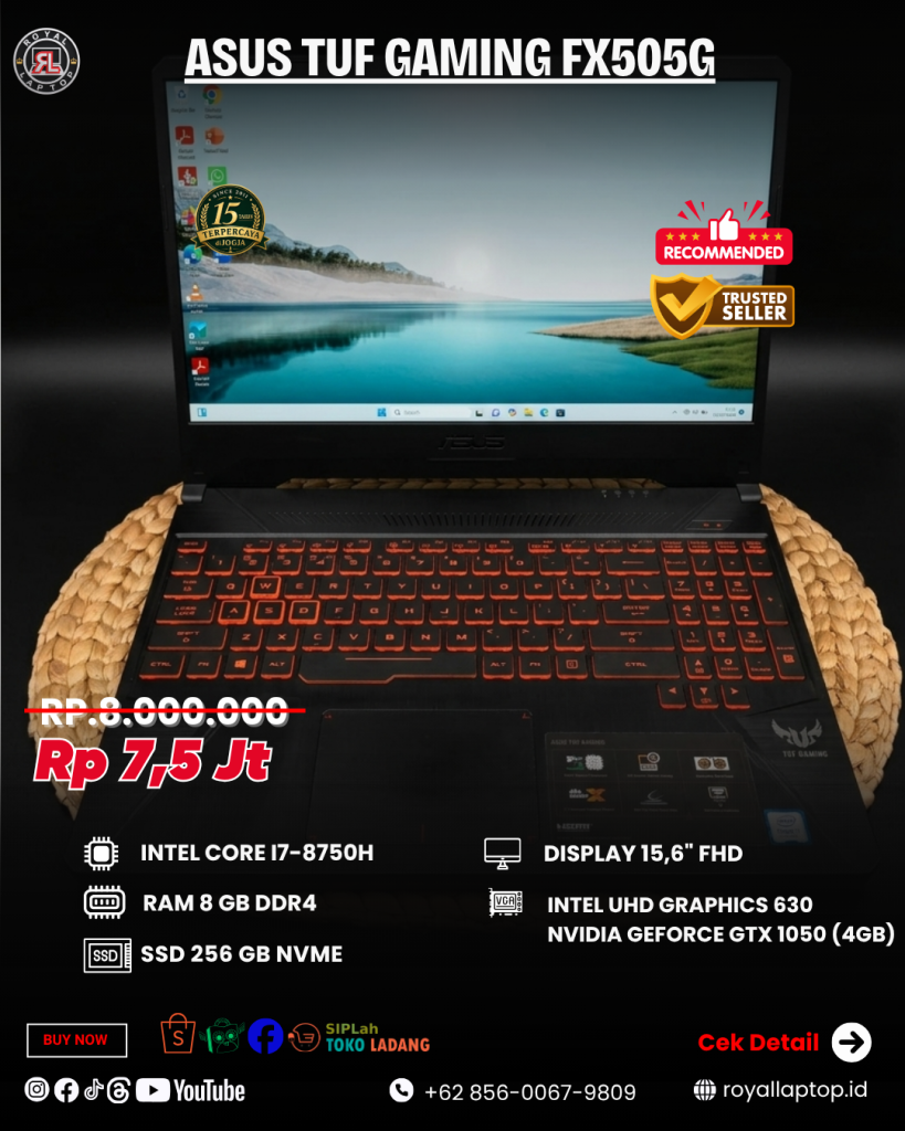 Laptop ASUS TUF GAMING FX505G (BLACK) SECOND second di Jogja