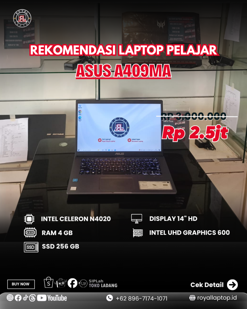 Laptop ASUS A409MA (STAR GREY) SECOND second di Jogja