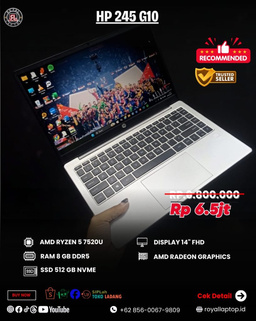 Laptop HP 245 G10 (RYZEN 5) SECOND second di Jogja