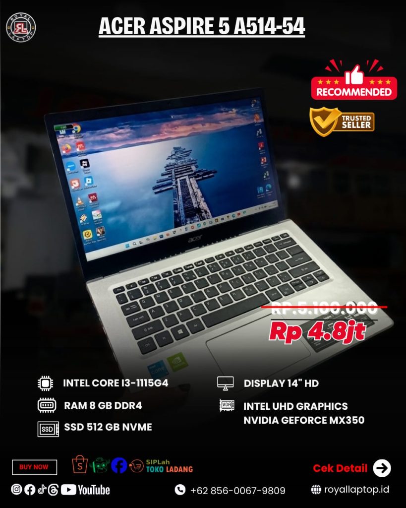 Laptop ACER ASPIRE 5 A514-54 (GREY) SECOND second di Jogja