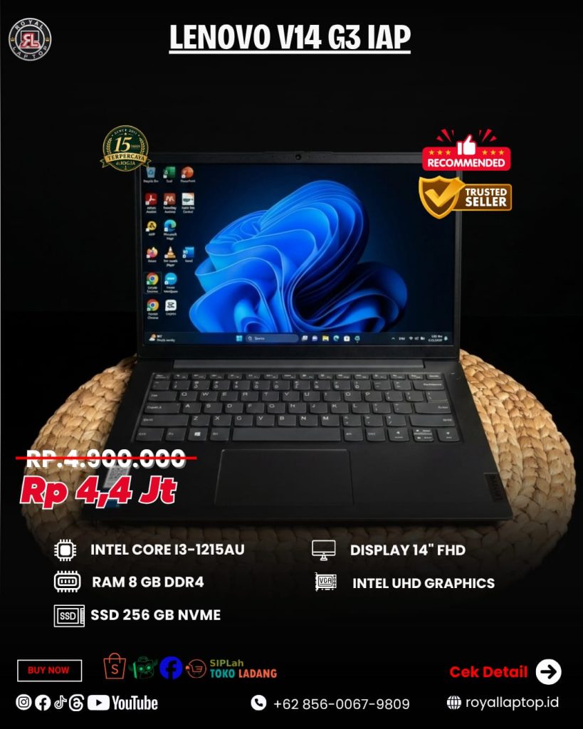 Laptop LENOVO V14 G3 IAP (IRON GREY) SECOND second di Jogja