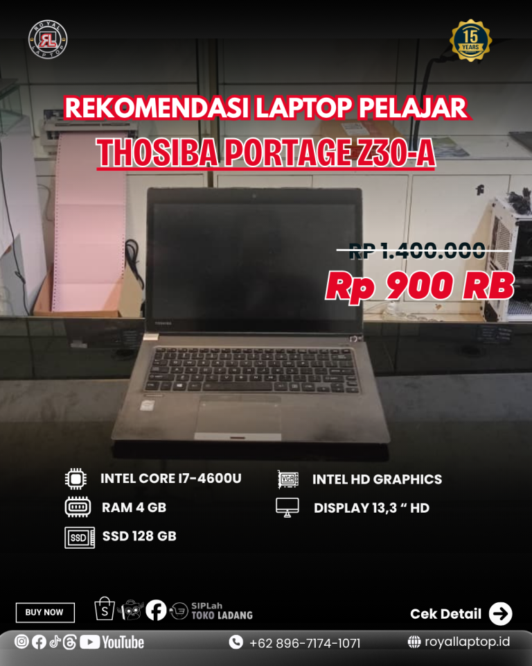 Laptop LAPTOP SECOND TOSHIBA PORTEGE Z30-A second di Jogja