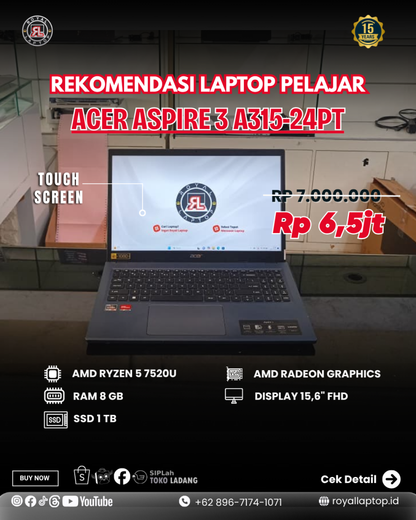 Laptop ACER ASPIRE 3 A315-24PT 2ND second di Jogja