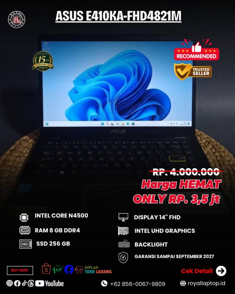 Laptop NB LAPTOP ASUS E410KA-FHD4821M LIKE NEW 2ND second di Jogja