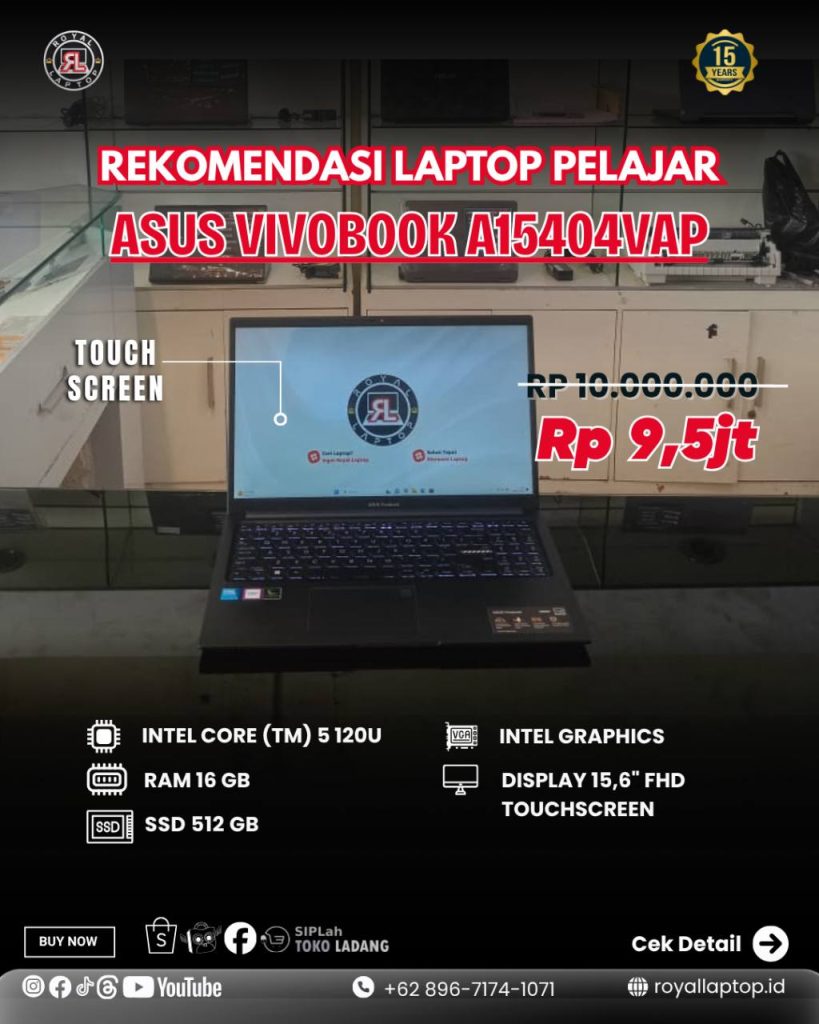 Laptop LAPTOP SECOND ASUS VIVOBOOK A15404VAP second di Jogja