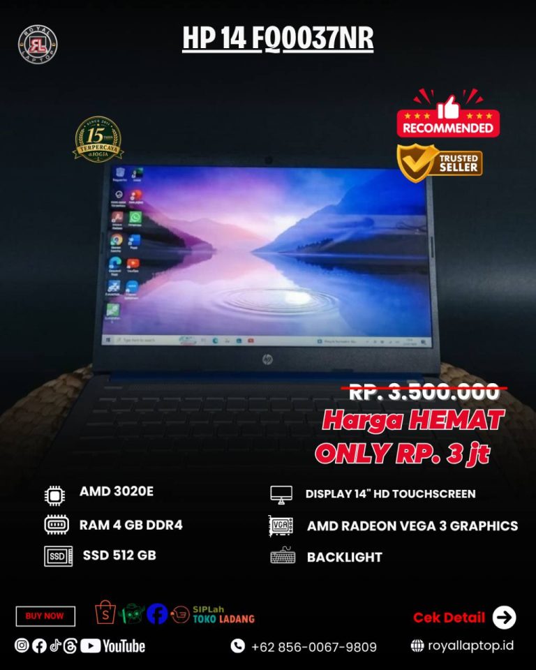 Laptop NB LAPTOP HP 14 FQ0037NR SECOND LIKE NEW second di Jogja