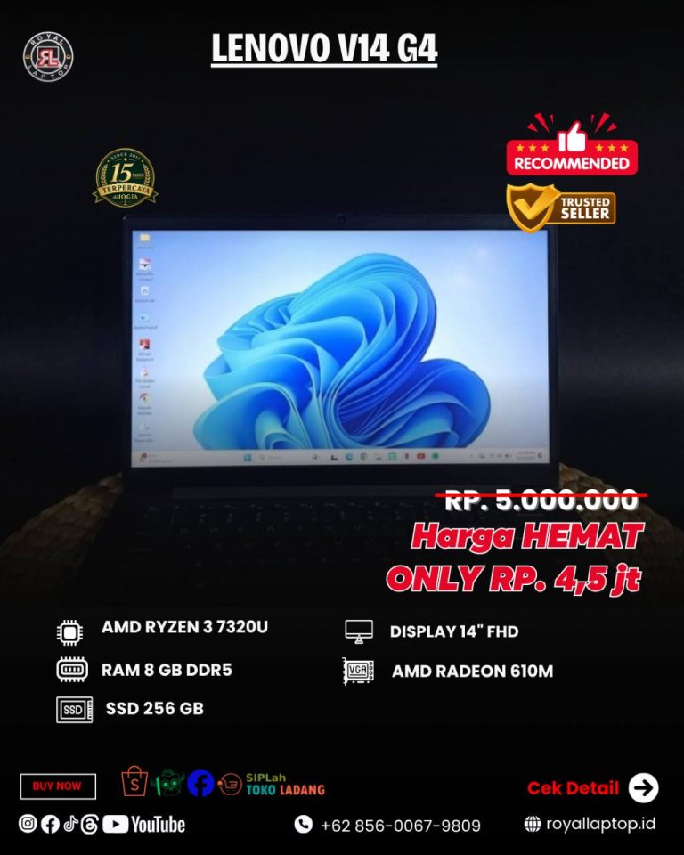 Laptop LAPTOP SECOND LENOVO V14 G4 LIKE NEW second di Jogja