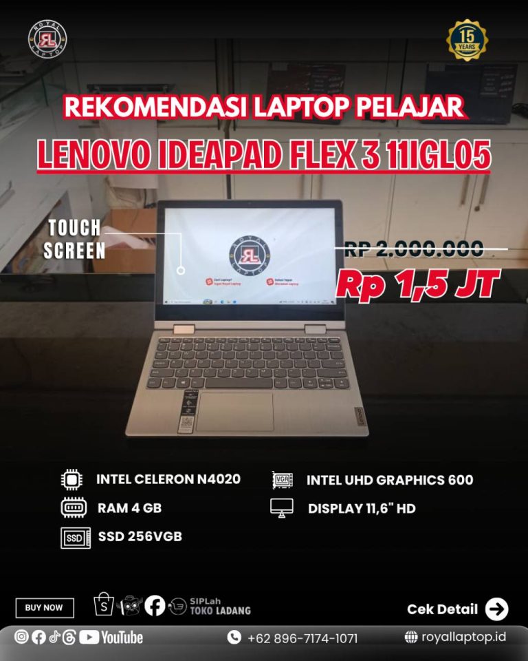 Laptop LENOVO IDEAPAD FLEX 3 11IGL05 second di Jogja