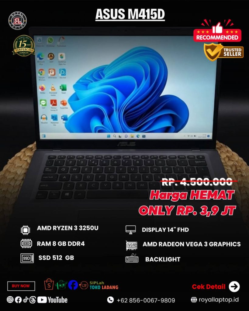 Laptop LAPTOP SECOND ASUS M415D LIKE NEW second di Jogja