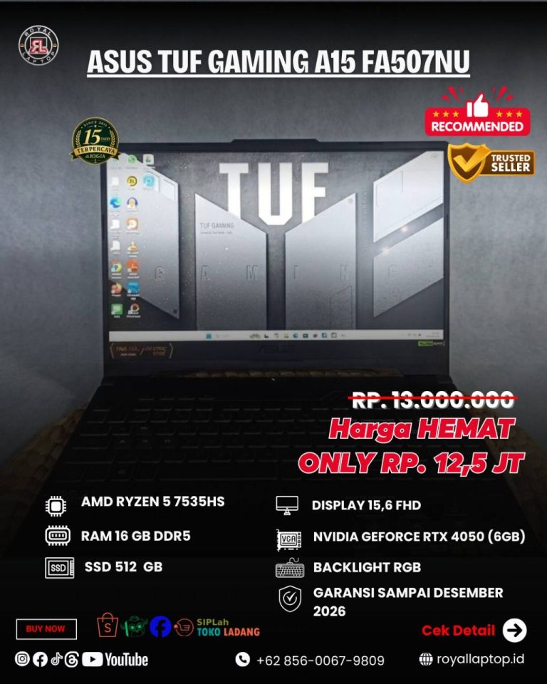 Laptop LAPTOP SECOND ASUS TUF GAMING A15 FA507NU LIKE NEW second di Jogja