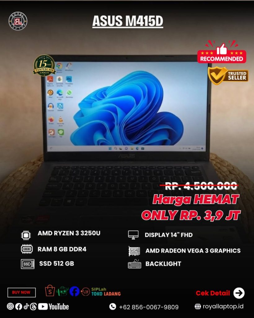 Laptop LAPTOP SECOND ASUS M415D LIKE NEW second di Jogja