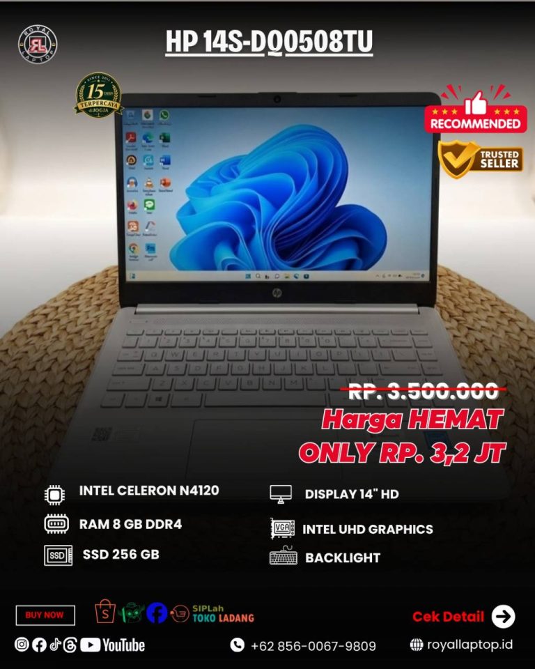 Laptop LAPTOP SECOND HP 14S-DQ0508TU LIKE NEW second di Jogja