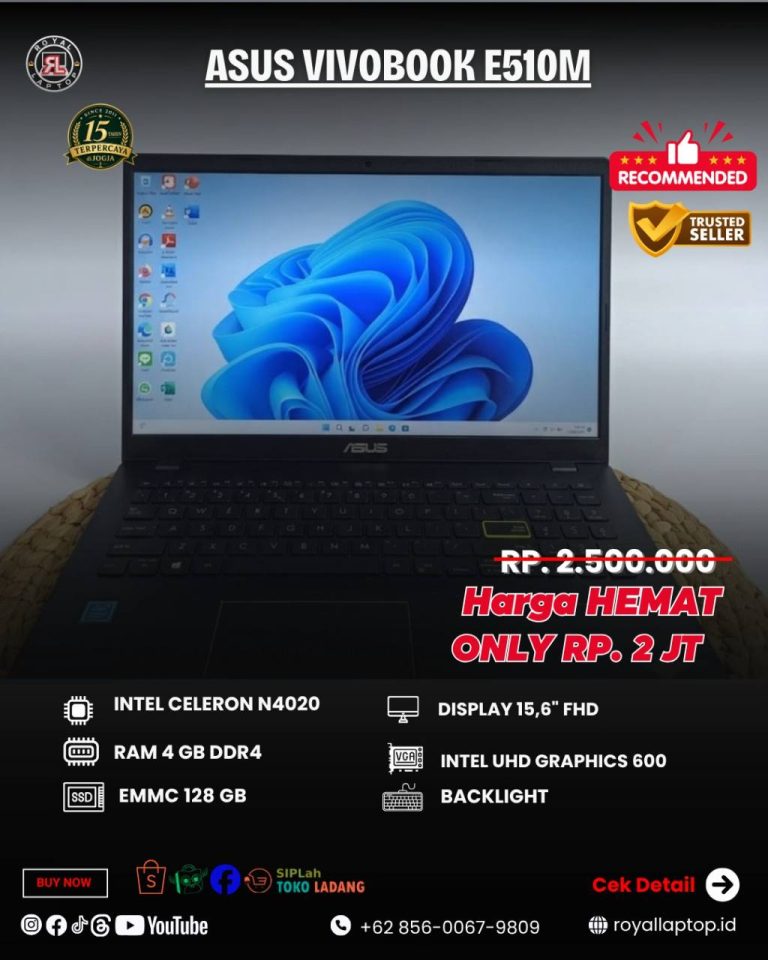 Laptop LAPTOP SECOND ASUS VIVOBOOK E510M LIKE NEW second di Jogja