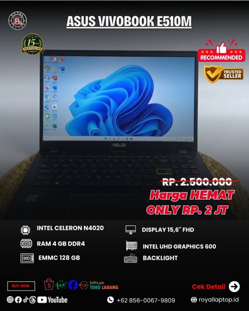Laptop LAPTOP SECOND ASUS VIVOBOOK E510M LIKE NEW second di Jogja