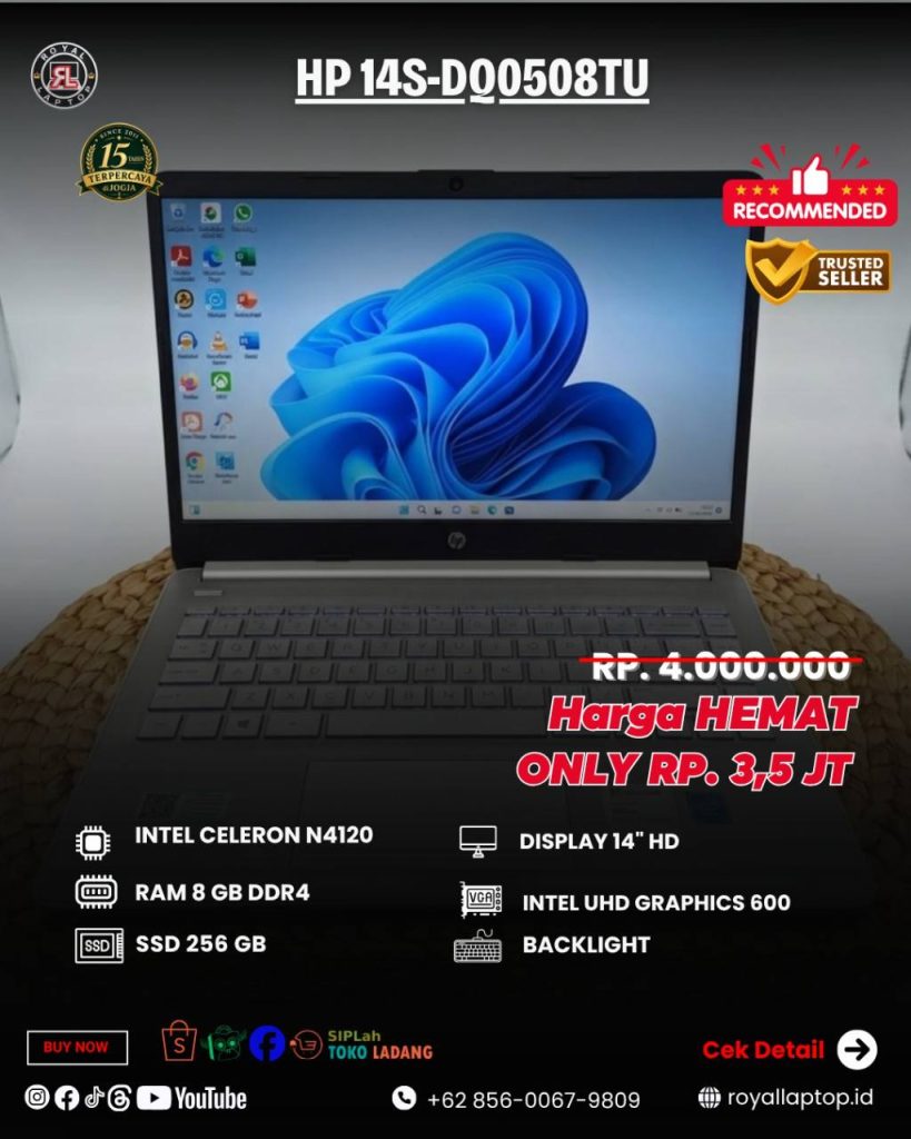 Laptop LAPTOP SECOND HP 14S-DQ0508TU second di Jogja