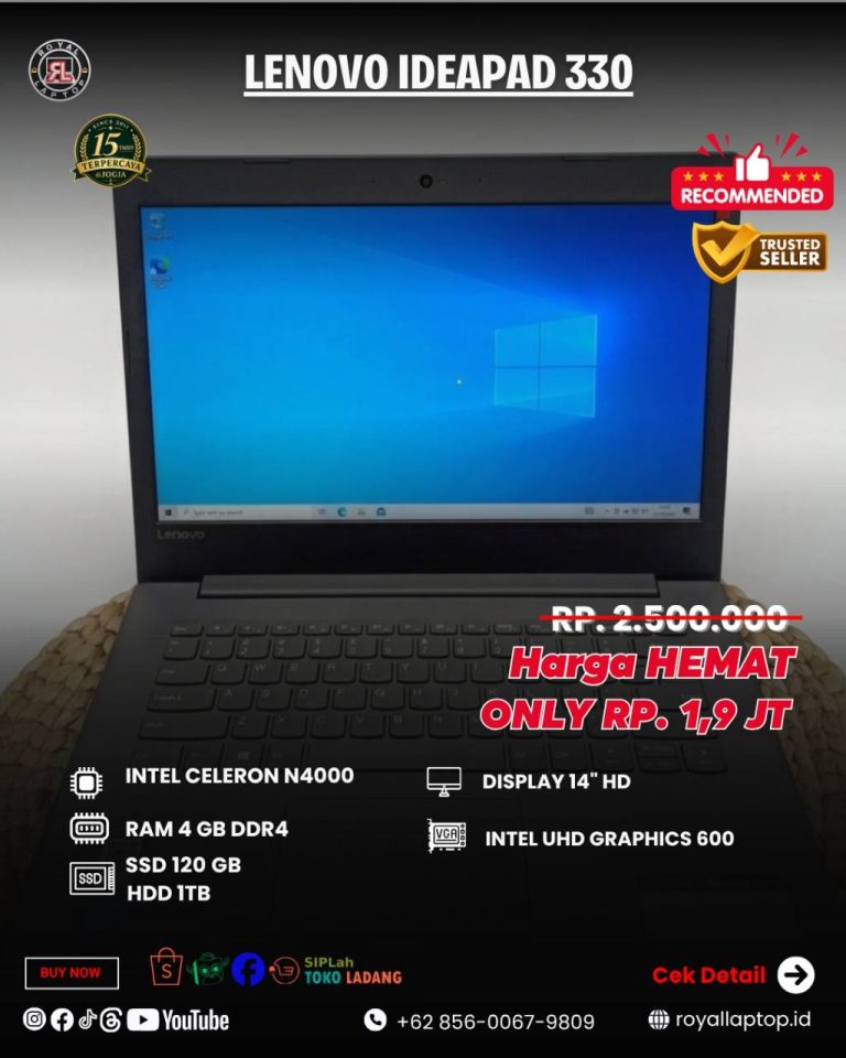 Laptop LAPTOP SECOND LENOVO IDEAPAD 330 second di Jogja