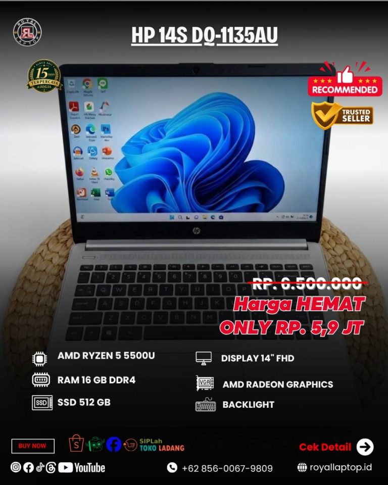Laptop LAPTOP SECOND HP 14S-DQ1135AU second di Jogja