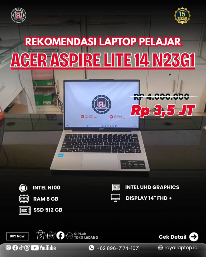 Laptop LAPTOP SECOND ACER ASPIRE LITE 14 N23G1 second di Jogja