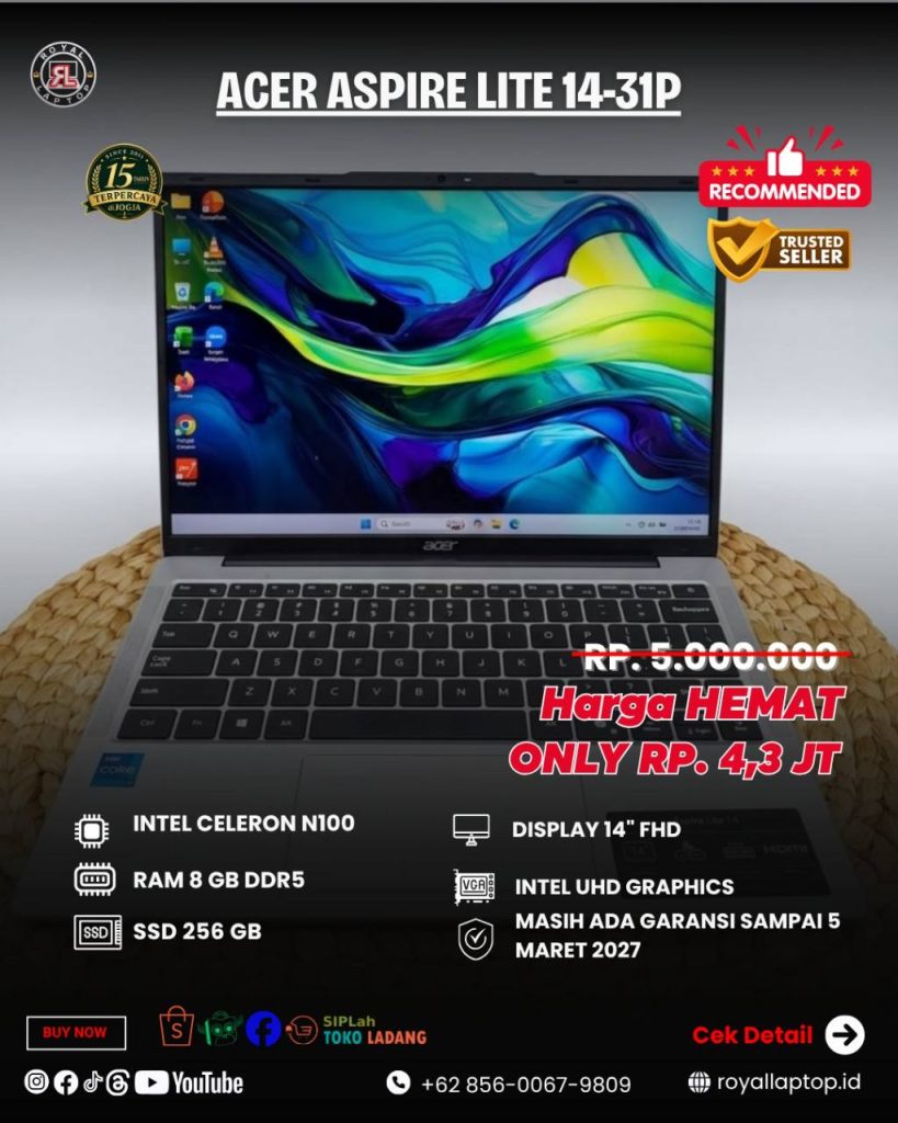 Laptop LAPTOP SECOND ACER ASPIRE LITE 14-31P second di Jogja