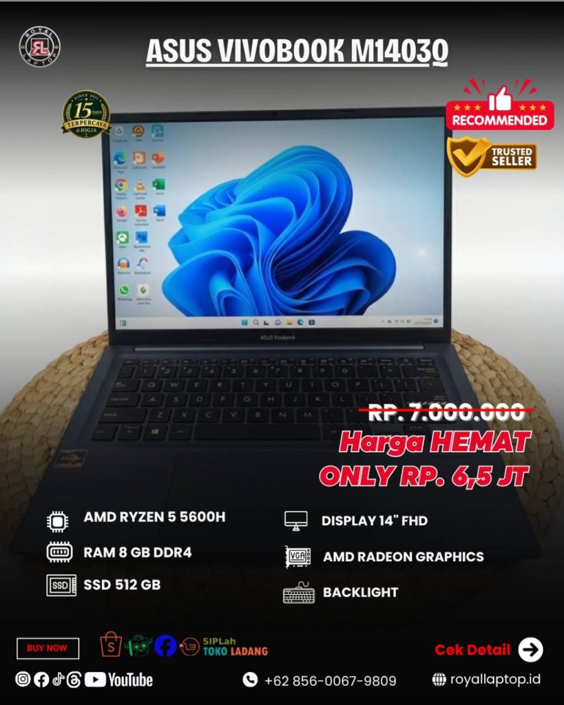 Laptop LAPTOP SECOND ASUS VIVOBOOK M1403Q second di Jogja