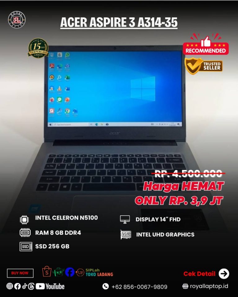 Laptop LAPTOP SECOND ACER ASPIRE 3 A314-35 second di Jogja