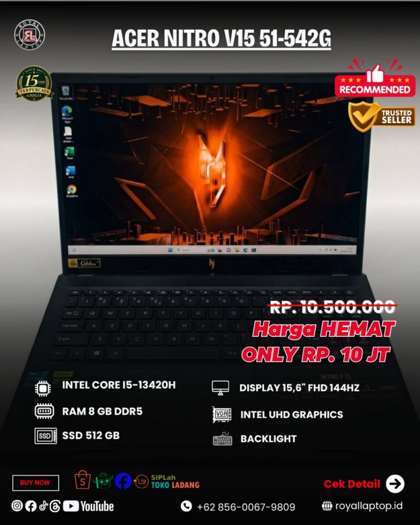 Laptop LAPTOP SECOND ACER NITRO V15 51-542G second di Jogja