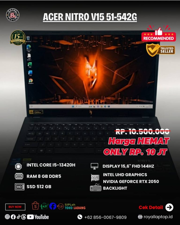 Laptop LAPTOP SECOND ACER NITRO V15 51-542G second di Jogja