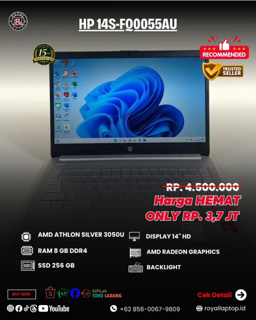 Laptop LAPTOP SECOND HP 14S-FQ0055AU second di Jogja