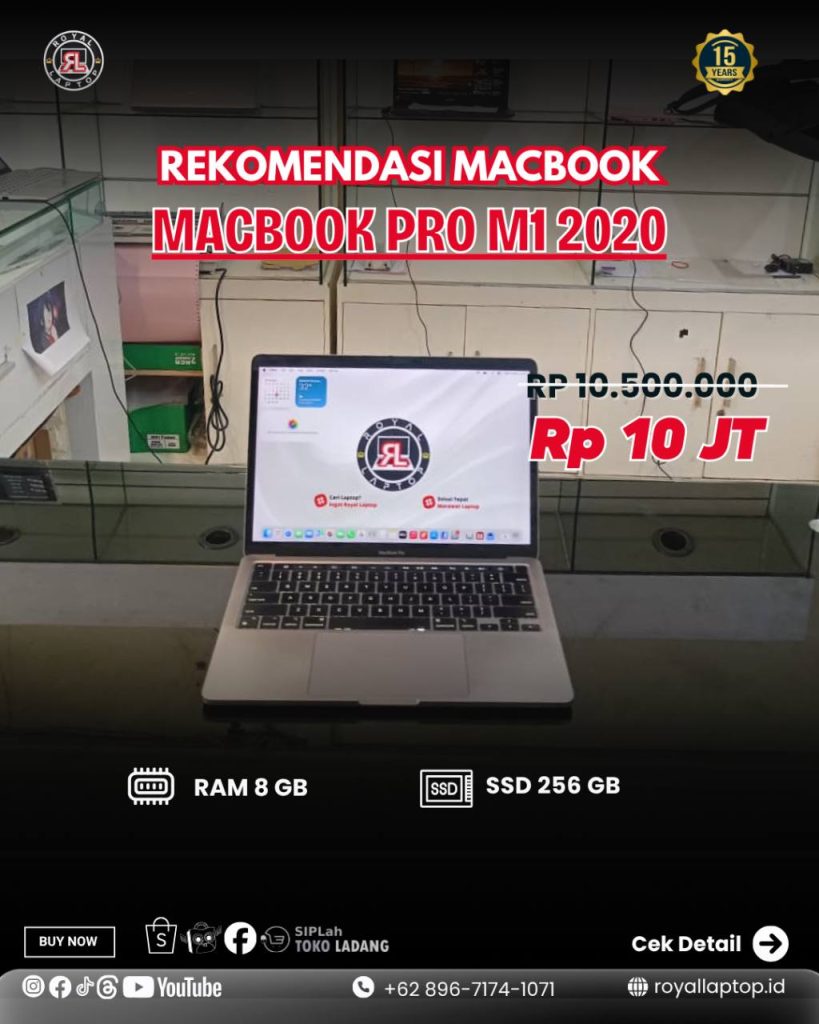 Laptop MACBOOK SECOND PRO M1 2020 8 GB/256 GB second di Jogja