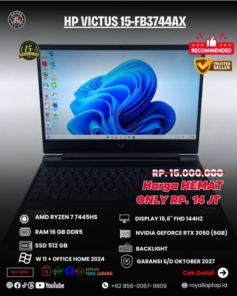 Laptop LAPTOP SECOND HP VICTUS 15-FB3744AX second di Jogja