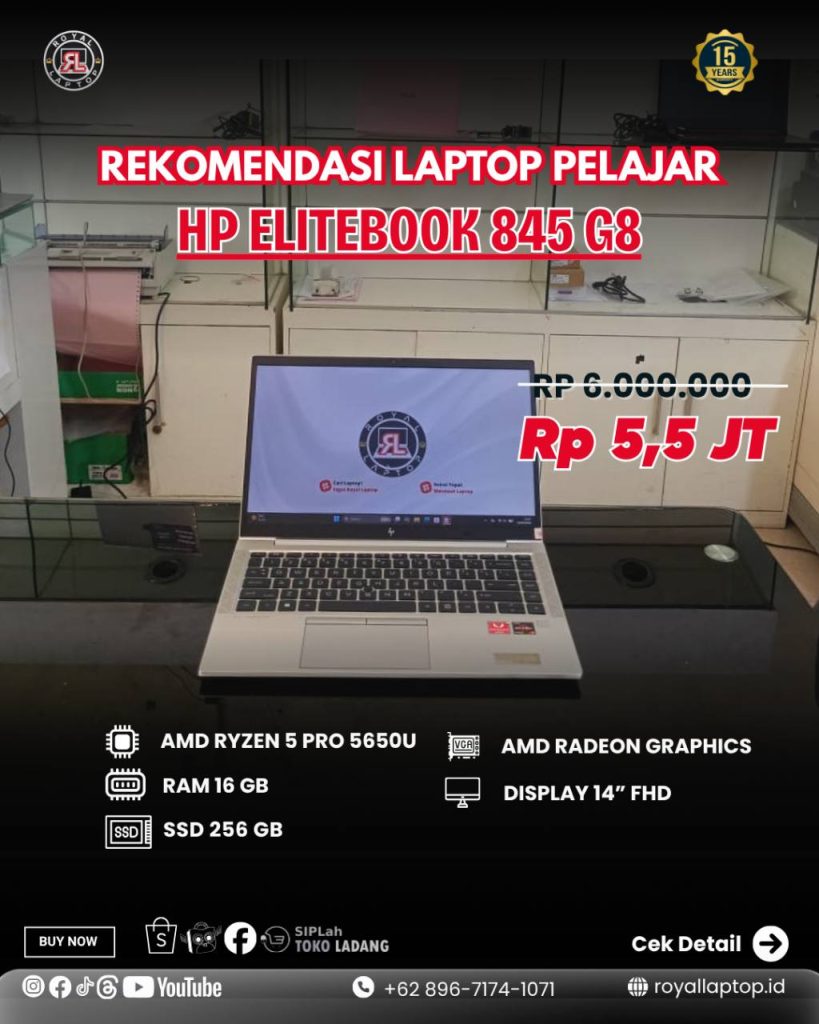 Laptop LAPTOP SECOND HP ELITEBOOK 845 G8 second di Jogja