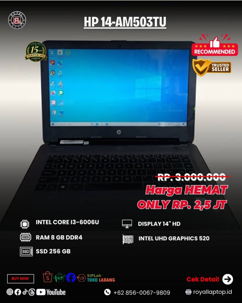 Laptop LAPTOP SECOND HP 14-AM503TU second di Jogja