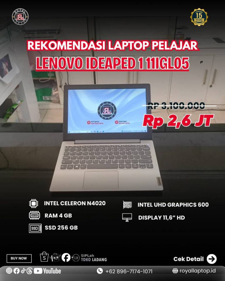 Laptop LAPTOP SECOND LENOVO IDEAPED 1 11IGL05 second di Jogja