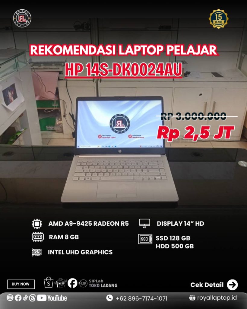 Laptop LAPTOP SECOND HP 14S-DK0024AU second di Jogja
