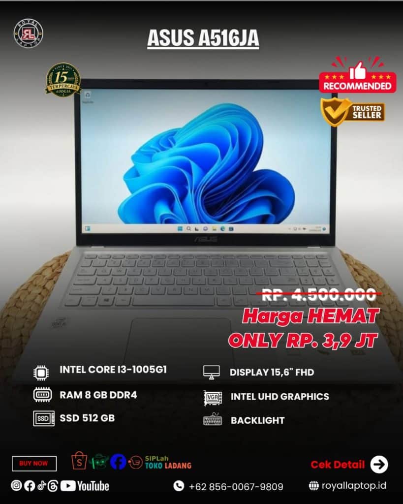Laptop LAPTOP SECOND ASUS A516JA second di Jogja