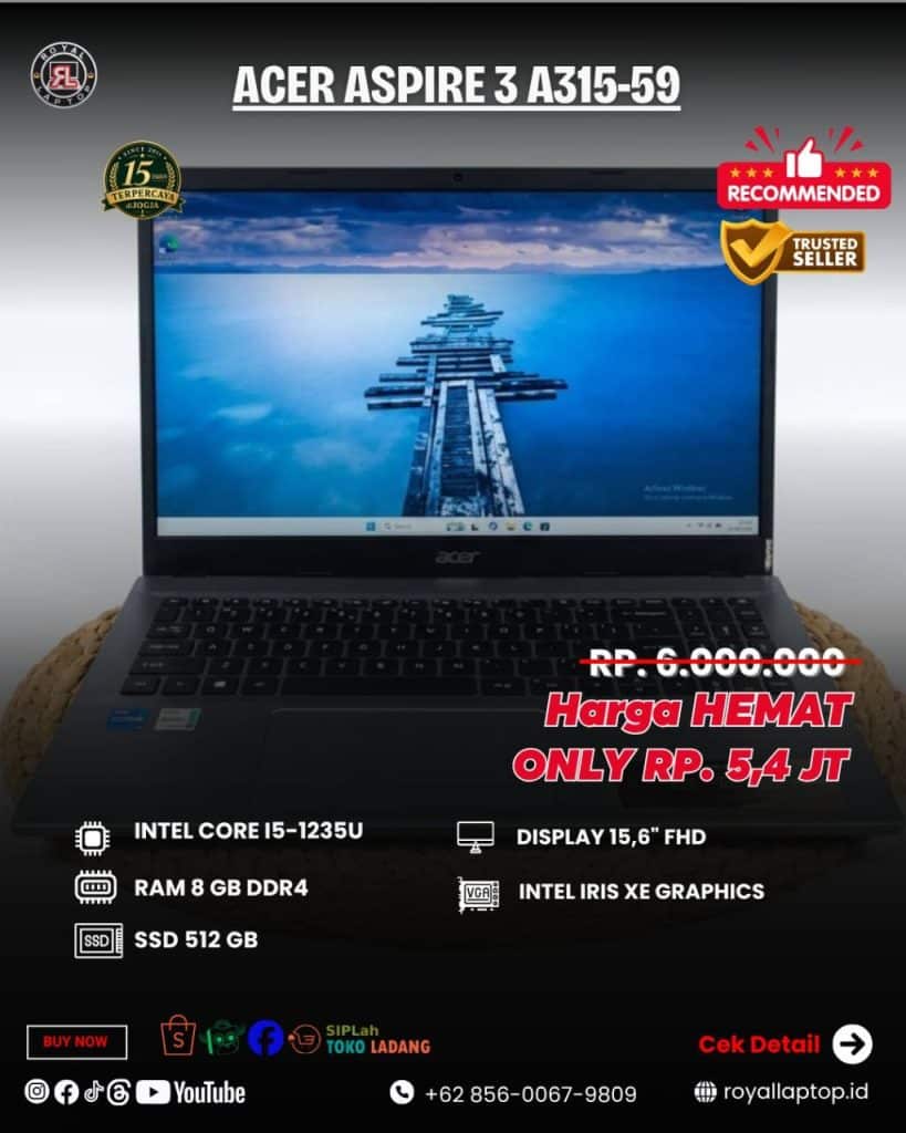 Laptop LAPTOP SECOND ACER ASPIRE 3 A315-59 second di Jogja