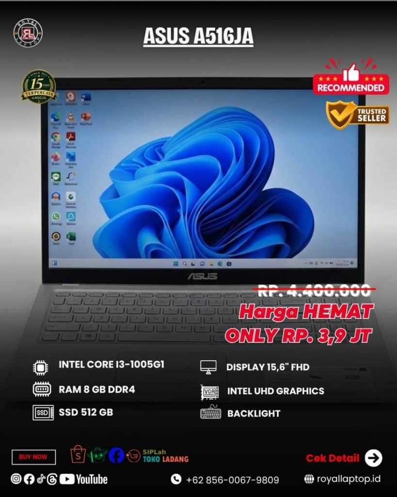 Laptop LAPTOP SECOND ASUS A516JA second di Jogja