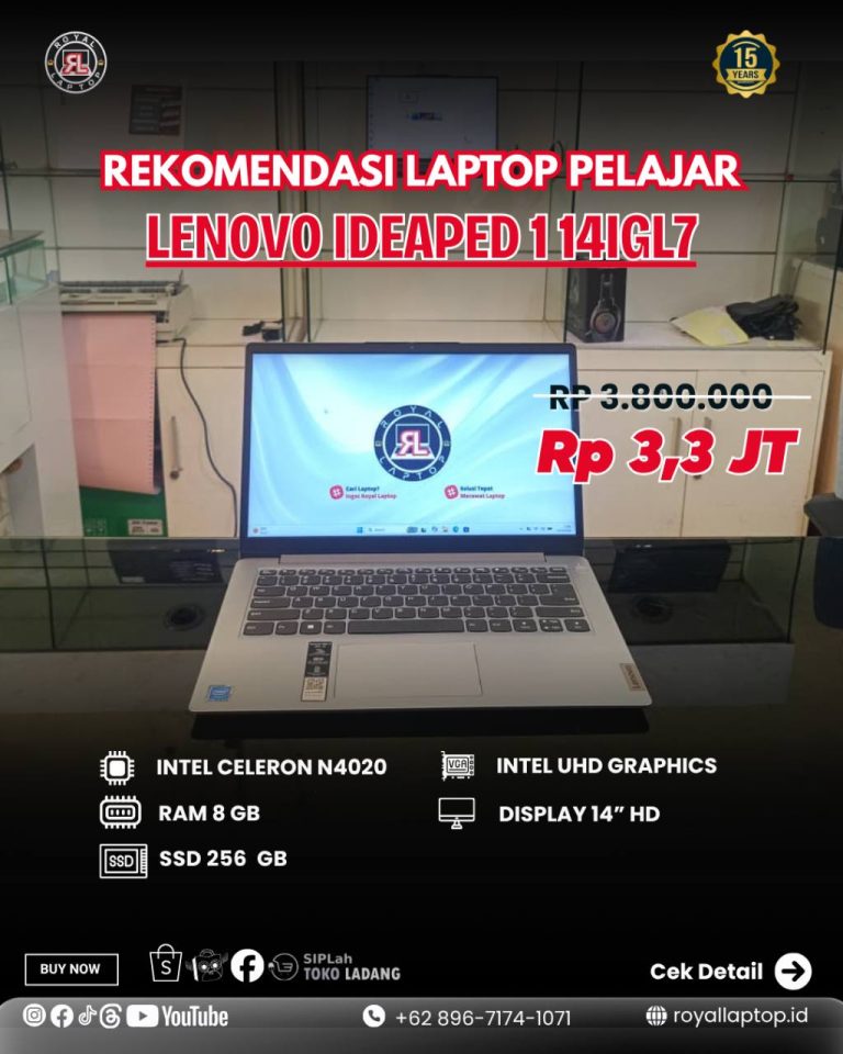 Laptop LAPTOP SECOND LENOVO IDEAPED 1 14IGL7 second di Jogja