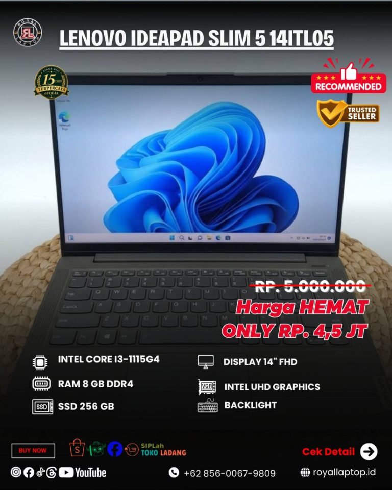 Laptop LAPTOP SECOND LENOVO IDEAPAD SLIM 5 14ITL05 second di Jogja