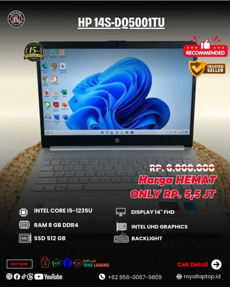 Laptop LAPTOP SECOND HP 14S-DQ5001TU second di Jogja