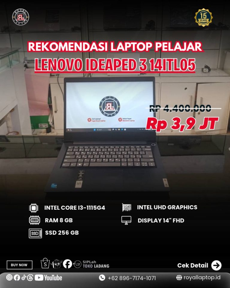 Laptop LENOVO IDEAPED 3 14ITL05 second di Jogja