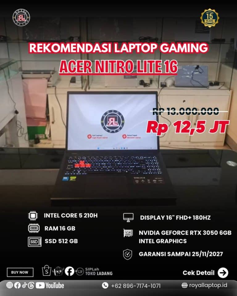 Laptop LAPTOP SECOND ACER NITRO LITE 16 second di Jogja