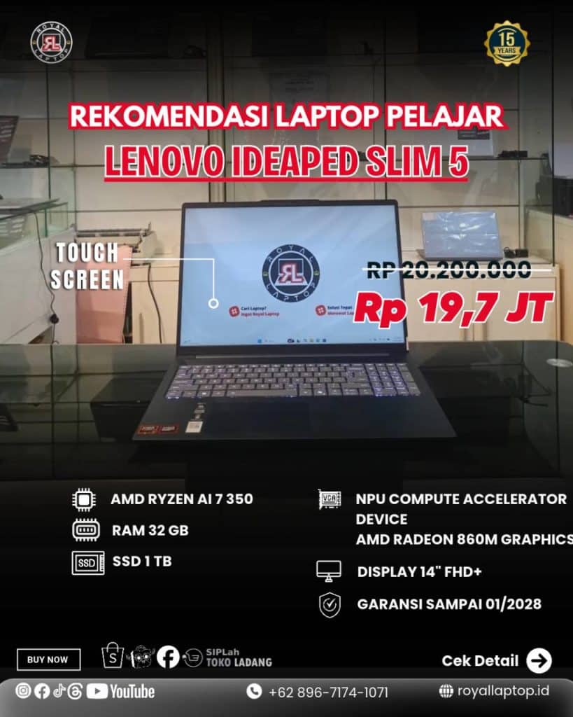 Laptop LENOVO IDEAPED SLIM 5 second di Jogja