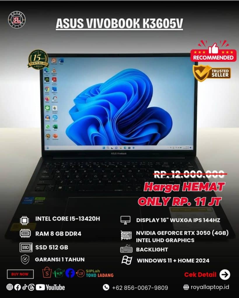 Laptop LAPTOP SECOND ASUS VIVOBOOK K3605V second di Jogja
